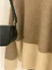 Suéter de Punto Grueso Suave para Mujer, Cuello Redondo, Bloques de Color, Lana Pura, Holgado, Casual, Simple, Moda Versátil, Manga Larga, Camiseta Base