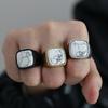 Amazon caliente nuevo anillo retro personalizado para hombre de piedra natural y acero de titanio joyería de acero de titanio de moda venta al por mayor