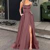 Vestido de dama de honra europeu e americano de cor sólida 2025, vestido longo, emagrecedor, sem ombros, namorada, moda amazônica, vestido de noite para dama de honra