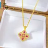 Método antigo areia ouro rosa diamante trevo de quatro folhas pingente novo estilo chinês moda nacional versátil temperamento generoso corrente para clavícula feminina