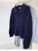 Cardigan de Punto de Lana Pura con Cuello Polo de Punto Trenzado Color Sólido Holgado Abotonado para Principios de Otoño 2025 con un Estilo Elegante para Ir al Trabajo