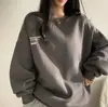 Moletom feminino transfronteiriço, estilo americano, nova coleção 2026, adequado para primavera, outono e inverno, oversized, plus size, caimento solto, marca da moda, com forro de fleece para aquecimento extra