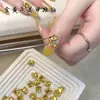Decoraciones Octagonales Doradas Apiladas con Pedrería para Uñas, Bolas de Pedrería Apiladas Pequeñas Super Brillantes tipo Cubo de Azúcar para Accesorios de Decoración de Uñas de Otoño e Invierno