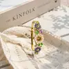 Pulseira Popular Transfronteiriça de Esmalte Girassol com Gotejamento de Óleo, Joia com Design Vintage Vazado, Acessório de Mão Flor Margarida para Mulheres