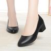 Zapatos de Trabajo de Tacón Grueso, Zapatos Profesionales para Mujer, Zapatos de Trabajo Negros, Zapatos para Madre, Zapatos Planos, Zapatos de Piel de Superficie Suave y Suela Suave