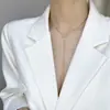 Collar con borla en forma de Y para mujer, acero de titanio, oro rosa, moda, hermosa cadena para clavícula, collar largo para mujer, tendencia, joyería simple
