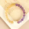 Pulsera de Citrino Amarillo Natural y Amatista con Diseño de León de Marfil, Diseño Original, Cristales de Grado 3A