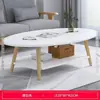 Mesa pequeña de doble capa de moda para sala de estar en casa, mesa de centro pequeña moderna para apartamentos de alquiler, mesa auxiliar para sofá para apartamentos pequeños
