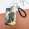 Conjunto de tarjetas periféricas de animación para estudiantes del campus con cordón para colgar en el cuello, deslizante, de plástico rígido, para control de acceso al metro, bolsa para credenciales para hombres