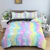 Funda de edredón a rayas de colores arcoíris con estampado digital 3D de tres piezas transfronteriza Amazon AliExpress ropa de cama de tres piezas