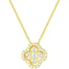 Collar de Trébol de Cuatro Hojas Brillante de Dos Vías para Mujer Plata de Ley S925 Cadena para Clavícula de Lujo Ligero Diseño de Nicho Regalo para Novia Mejor Amiga