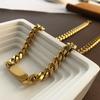 Collar de Cadena Cubana de Acero de Titanio que No se Desvanece para Mujer Collar de Marca de Moda para Mujer Cadena de Clavícula Hip-Hop Elegante para la Calle Tendencia de Cadena de Clavícula Europea y Americana