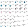 Piercing de nariz em aço inoxidável, haste reta, haste em L, haste em forma de 5, joias de nariz com zircônia colorida, acessórios de piercing de coração e pentagrama, novo modelo transfronteiriço