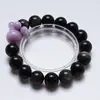 Pulsera de Cristal Natural Obsidiana Plateada Serie Piedra de Litio Morado para Mujer Pulsera Versátil Venta al por Mayor