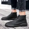 Botas Martin de couro com solado de borracha, moda plus size para todas as estações, combinam com tudo, sapatos masculinos