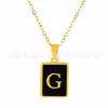 Colar Pingente Medalha Retangular Novo Estilo Europeu e Americano com 26 Letras, Gargantilha de Corrente Cobra Grossa com Design Único