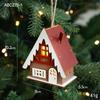 Enfeites de Cabana de Natal Decoração de Natal Cabana Luminosa LED Casa de Madeira de Natal Pequenos Enfeites de Mesa