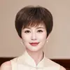 Peluca completa para mujer, hecha con cabello humano real, adecuada para mujeres de mediana edad y mayores, estilo corto, aspecto natural, tienda oficial insignia, producto auténtico