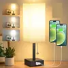 Lámpara de Mesa Cuadrada de Lino Amazon Transfronteriza de 90cm, Regulable, con Interruptor de Cremallera, Temperatura de Color Ajustable, Carga USB A+C