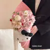 Peluche de Kt con Cabeza Grande, Día de San Valentín Lindo Dibujo Animado Textura Retro Empaque de Flores de Alta Calidad Materiales Florales