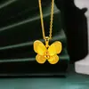 Pingente de Borboleta Vietnamita Banhado a Ouro de Camada Dupla, Moderno e Luxuoso, Sensação de Alto Padrão, Design de Flor e Lua, Corrente para Clavícula, Brincos de Borboleta