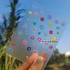 Pegatinas de Uñas con Forma de Flor Coloridas 3D en Relieve Corazón Flor Pegatinas Adhesivas de Arte para Uñas de Dibujos Animados Lindas