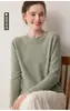 Suéter para Mujer 100% Cachemira Pura Otoño/Invierno Nuevo Cuello Redondo Borde Enrollado Manga Larga Jersey Suéter Base de Punto de Moda