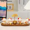 Gato de la Suerte Citrino Árbol del Dinero Adorno Decoración Creativa para Sala de Estar, Entrada, Escritorio de Oficina, Cumpleaños o Regalo de Inauguración