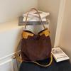 Moda Costura Contrastante Camurça Grande Capacidade Casual Roupa de Trabalho 2025 Outono Simples Alça Única Bolsa Tiracolo Bolsa Saco