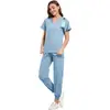 Uniformes de enfermagem personalizados feitos de tecido de poliéster com estampa digital e decote em V, roupas para dentistas, pequena escala de comércio exterior OEM e dropshipping