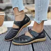 Sandalias Planas Retro Tallas Grandes de Comercio Exterior para Mujer Estilo Nuevo 2026 Cómodas Versátiles Suela Suave Velcro Sandalias de Mujer