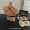 8335 # Base de Maquillaje Líquida Fragante, Almohadillas para Sujetador de Taza Media-Gruesa Fijas para Mujer de 3.5 cm, Sujetador de Belleza con Espalda Cruzada de Base Líquida para Verano