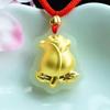 Pingente de Jade com Incrustação de Ouro, Jade Hetian, Flor Rosa de Ouro Puro Joia Presente, Dropshipping para Transmissão ao Vivo S1070222