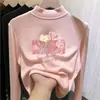 Top Básico de Manga Larga Casual De Rong para Niños Colección Otoño/Invierno 2026 Nuevo Top de Otoño para Niñas con Cuello Semi-Alto