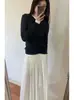 Estilo Nuevo Otoño 2026 Color Sólido Corte Delgado Cuello Redondo Manga Larga Camiseta Base de Lana para Mujer Top Capa Interior Casual