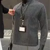 Camiseta de Manga Larga con Bloques de Color y Patrón de Espiga para Hombre y Mujer, Sudadera Informal de Estilo Americano para Otoño, Camisa Holgada para Capas