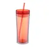 Vaso Recto de Plástico de Doble Capa con Popote de 16 oz Gran Capacidad Color Macron Pintura de Goma Mate Vaso de Agua para Mujeres