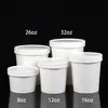 Tazón de sopa de papel kraft taza de sopa desechable caja para llevar lonchera caja de embalaje tazón de postre con tapa lonchera de papel kraft redonda