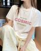 Camiseta de Algodón de Manga Corta para Mujer en Verano Estilo Coreano Holgada Cuello Redondo Estampado a la Moda Versátil Estilo Ins Top Ropa de Mujer de Moda Exportación