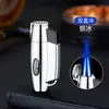 Encendedor de Doble Chorro de Venta Caliente Transfronterizo, Encendedor Metálico Creativo, A Prueba de Viento, Sensación de Alta Gama, Encendedor de Alta Potencia, Modelo Nuevo