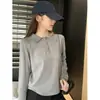 Camisa Polo de Punto Estilo Preppy Blanco para Mujer en Otoño e Invierno Suave y Ceroso Diseño Solapa Top Interior Tejido Base