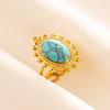 Anillo de acero inoxidable 304, anillo de acero de titanio, geométrico, femenino, masculino, retro, nicho, diseño ligero de lujo, ajuste abierto de cacao.