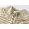 Suéter de estilo Retro Old Money Hecho para Durar para Hombre con Media Cremallera Cuello Alto Corte Ajustado Ropa de Punto de Otoño e Invierno para Parejas My50