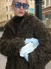 Ropa de Abrigo de Imitación de Piel Marrón de Gama Alta Europea y Americana para Mujer Invierno 2025 Estilo Old Money Retro Pulóver Engrosado Ropa de Abrigo de Lana