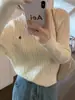 Camisa Base Amarilla para Mujer, Nuevo Diseño de Punto Estilo Coreano 2026, Top Muy Bonito para Principios de Otoño