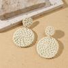 Pendientes Vintage de Pelo de Ratania y Rafia con Borlas Personalidad Exagerada Estilo Bohemio de Vacaciones Pendientes de Playa para Mujer