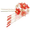 Accesorios Hanfu Pasador Antiguo Paso Clásico Agitador Pasador de Boda Perla Rosa Hecho a Mano Tocados de Novia Venta Directa