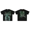Camiseta de Estrás Emoción Mixta Calle Alta Americana Estampado de Bebé Ángel Holgada Algodón Puro Marca de Moda Manga Corta Verano