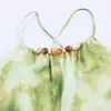 Vestido Casual de Verão Elegante Feminino Estilo Europeu e Americano Cruzado U Nova Moda 2026 com Estampa e Alça de Contas
