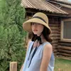 Sombrero de paja con protección solar estilo francés para mujer, sombrero de sol de ala ancha para verano, sombrero plegable versátil para la playa, sombrero de protección solar para mujer para el verano